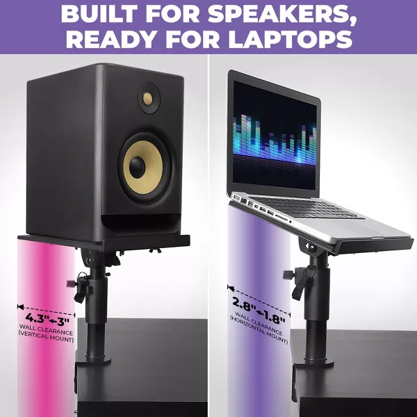Liquid Stands Studio Monitor Stands - Music Studio Desktop Speaker Stands - 2 Pack 12X9in Clamp-on Adjustable Monitor Speaker Stands Mount with Tilt - 图片 3